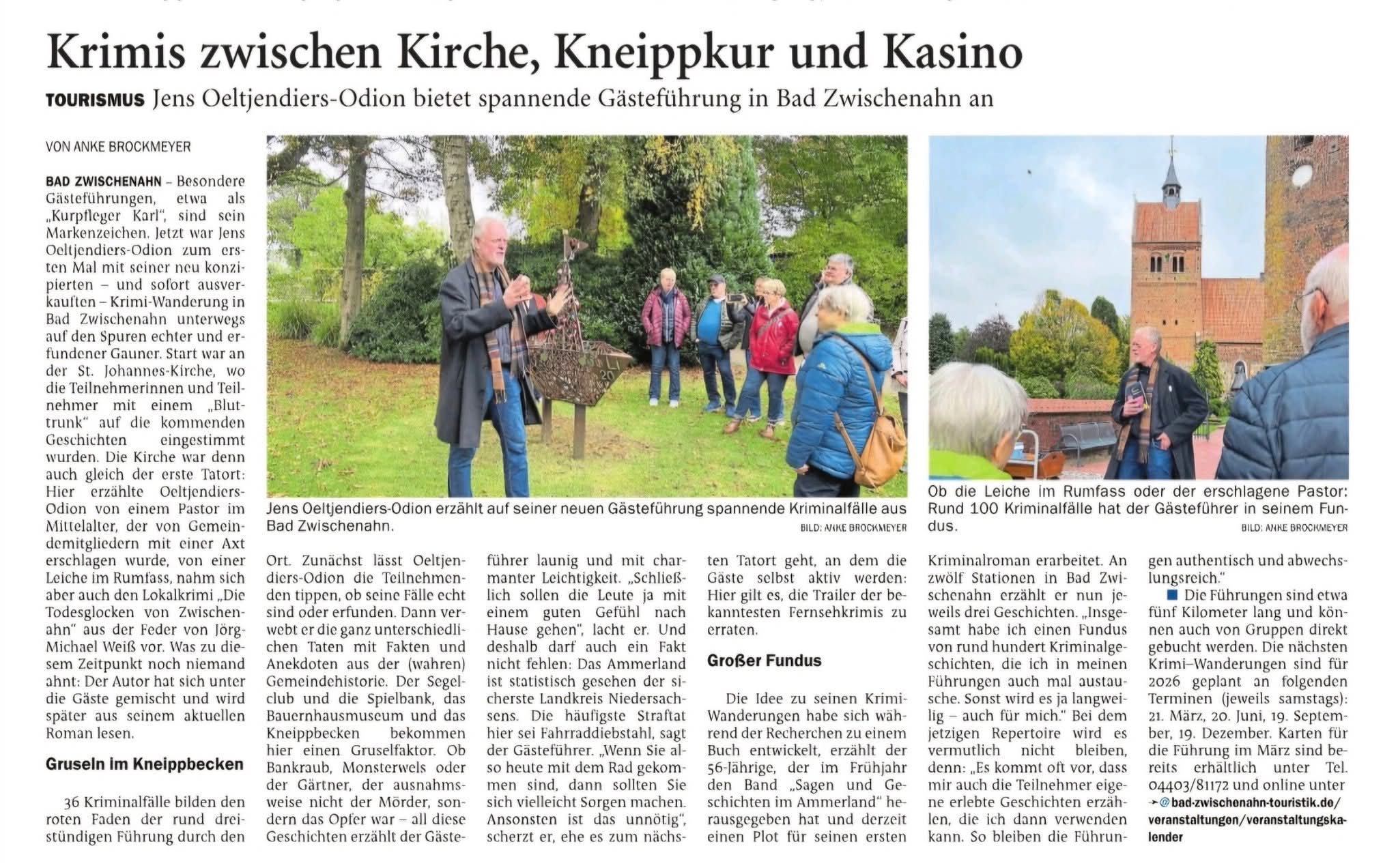 Bericht der NWZ zur Krimiwanderung